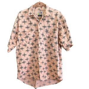 80s Vintage Neon Pink Button Down Shirt Sz L-XL - Proto-Type -Surf Style